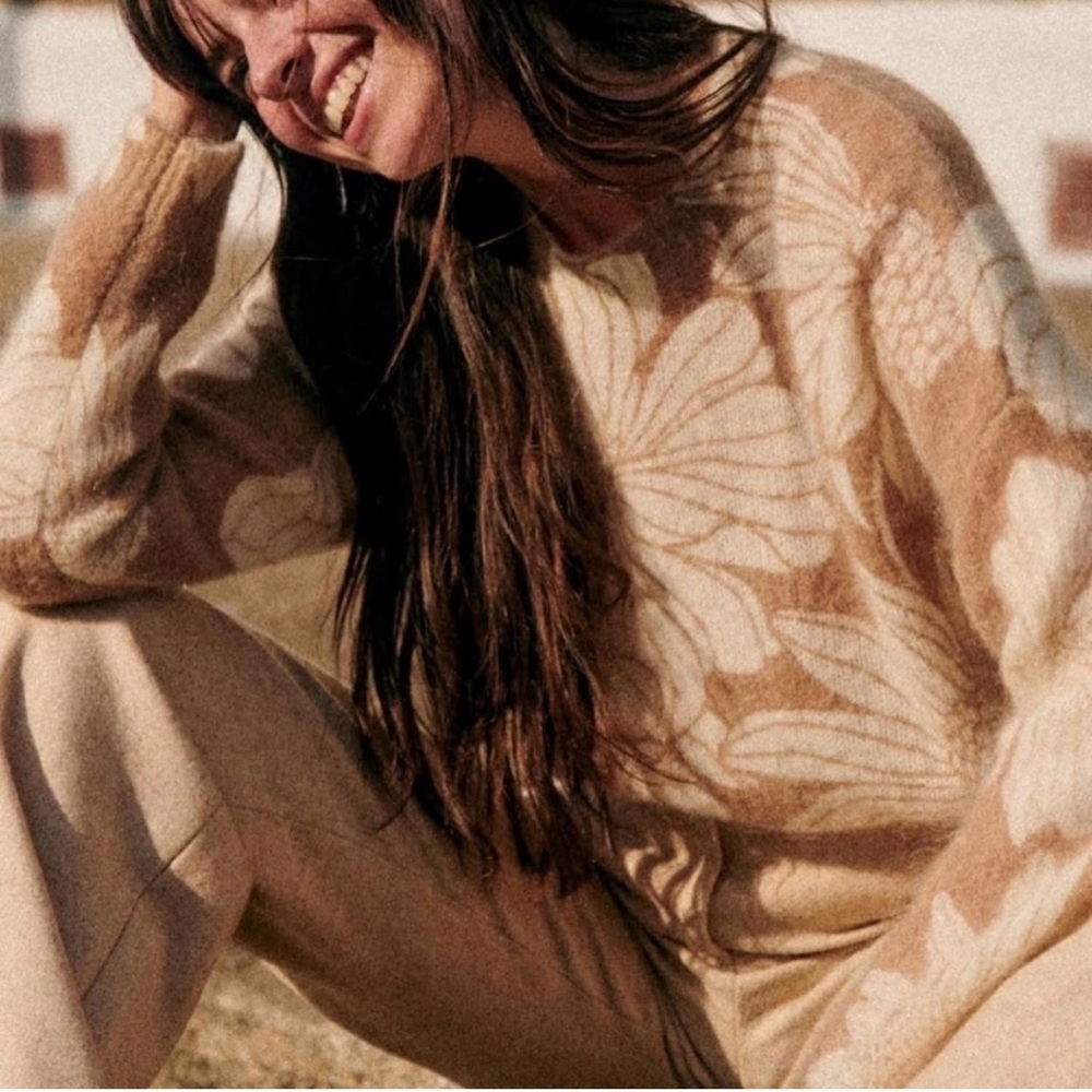 Sezane Julietta Jumper Tan/Ecru Sweater XS - Picture 2 of 10